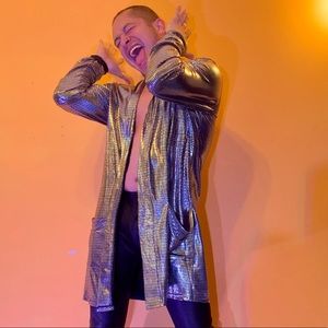 Men's Sequin Metallic Cardigan Cape (NWOT)